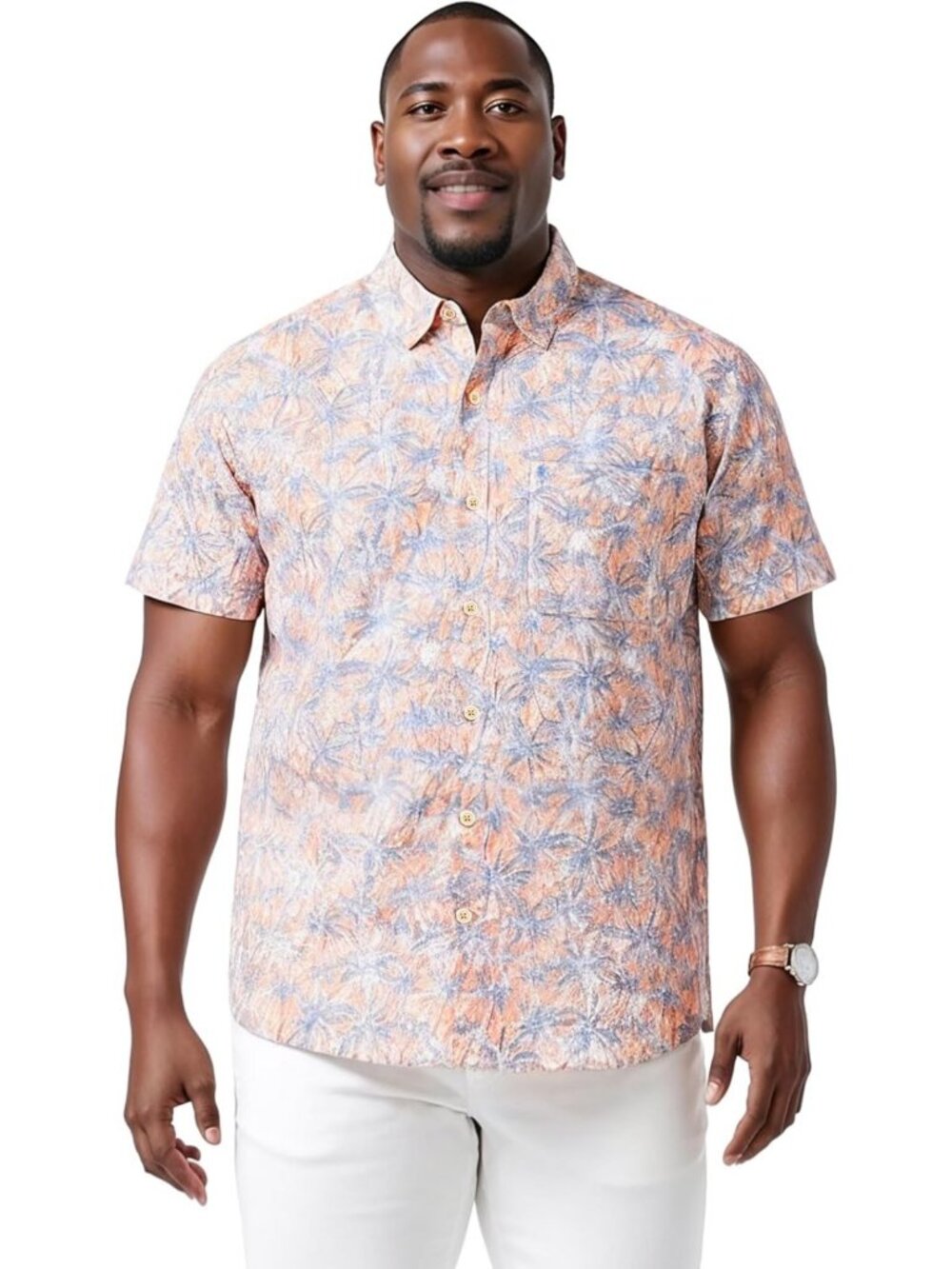 Men's Big & Tall Short Sleeve Button Down Shirt - Saltwater Dockside Style